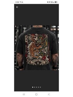 Discipline Built Tiger & Dragon Snow Wash Oversized Tee – Gym/ Streetwear